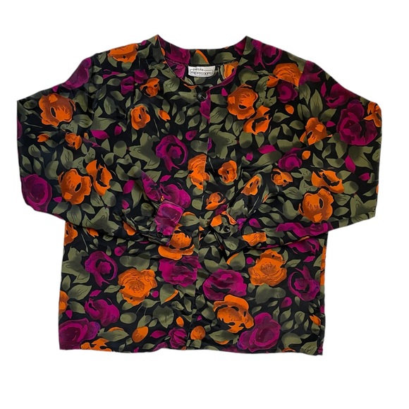Vintage 90s petite impressions floral fall button up - Picture 16 of 17